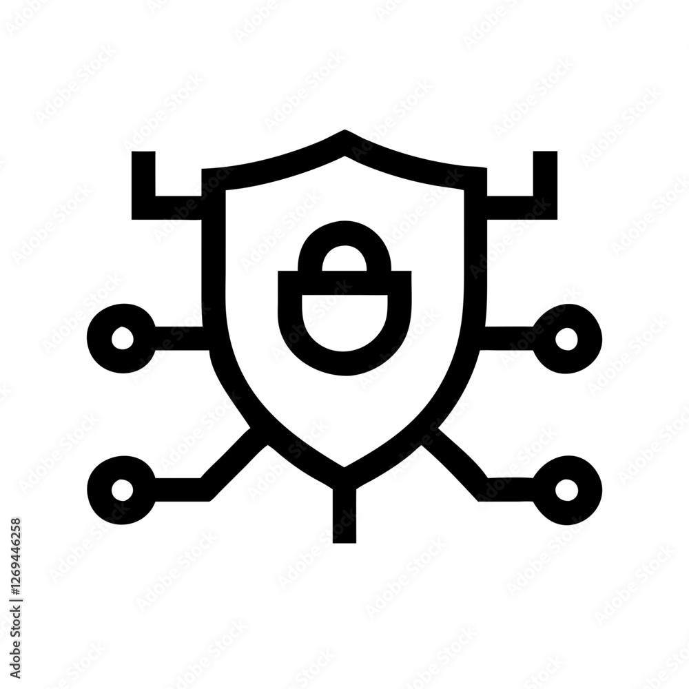 Aufkleber modern cybersecurity shield icon vector - encryption symbol for firewall protection, data privacy
