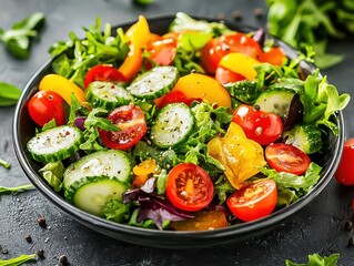 A Vibrant Image of a Fresh Salad Bowl Overflowing with Colorful Vegetables