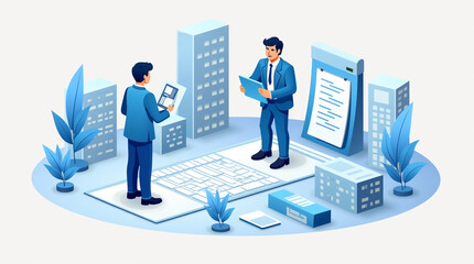 Isometric Corporate Management Concept