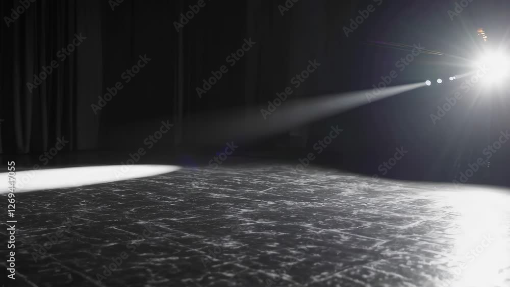Poster artistic performances stage light background with spotlight illuminated the stage. empty stage with 