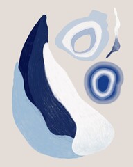 contemporary art of abstract ocean blue objects