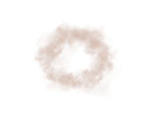 Chocolate brown ring of smog cloud on isolated transparent special effect. Smoke cloud as ring, magic haze. Chocolate brown smoke rings from cigarette, pipe or vape. Chocolate brown shade Mocha Mousse