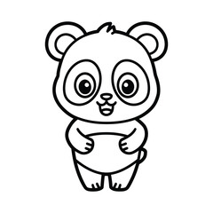 awaii Panda - Cute Black and White Vector Illustration
