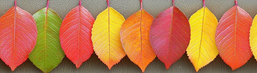 Obraz premium Autumn Leaves Spectrum on Gray Background