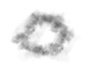 Black ring of smog cloud on isolated transparent special effect. Smoke cloud as ring, magic haze. Black smoke rings from cigarette, pipe or vape. Realistic circle of steam clouds of smoke. PNG.

