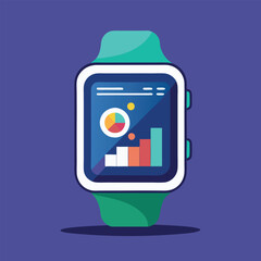 Smartwatch with data analytics vector design.