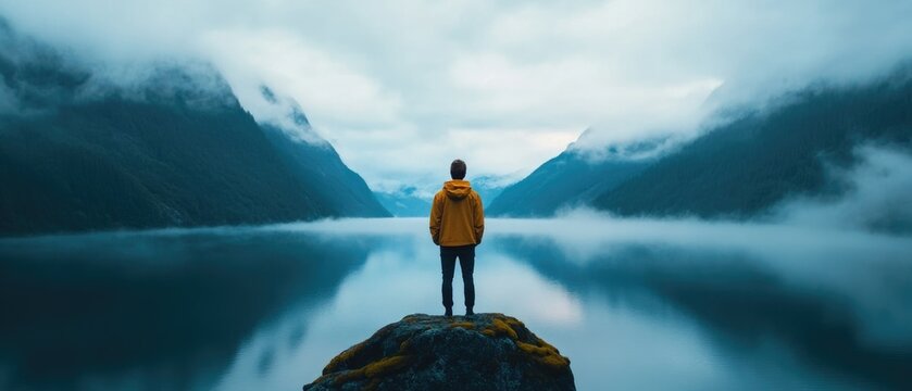 Meditation retreat experience in serene mountains tranquil landscape nature photography peaceful environment elevated perspective mindfulness concept