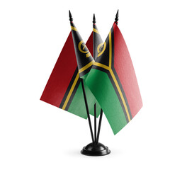 Small national flags of the Vanuatu on a white background