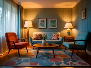 Fototapeta premium Living room design, vintage style, living room mode 