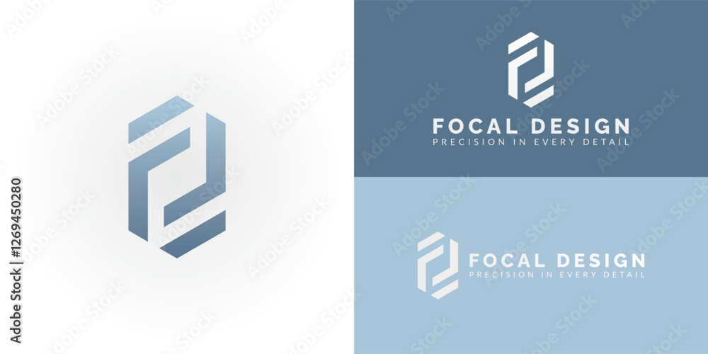 Poster the dynamic logo design creatively integrates the initials fd into a striking hexagonal shape, creat
