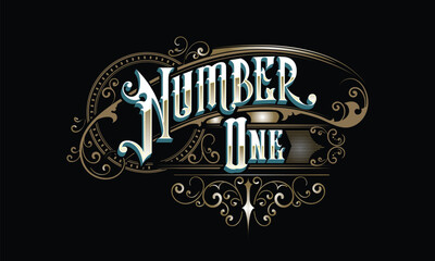 NUMBER ONE hand lettered style design