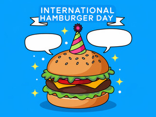 Celebrating international hamburger day with a festive drawn burger