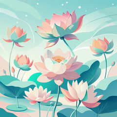 Pastel Lotus Flowers – Tranquil Watercolor Floral Illustration