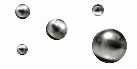 3d rendering of metallic balls against gray metallic balls background