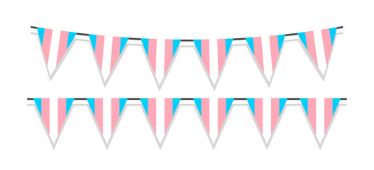 Pride month LGBT flags garlands with pennants. Vector buntings set. Footer and banner background