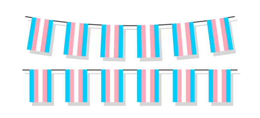 Pride month LGBT flags garlands with pennants. Vector buntings set. Footer and banner background