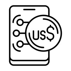 Tuvaluan Dollar Outline Style Icon Design