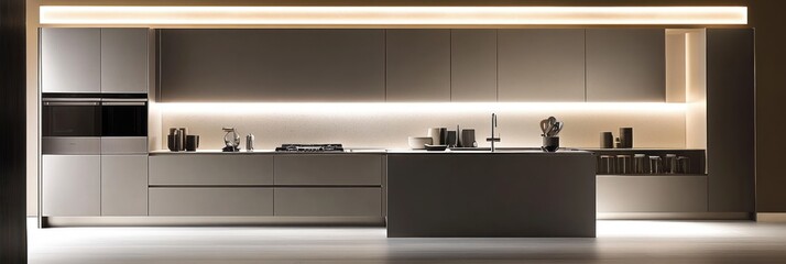 Modern Minimalist Kitchen Design Featuring Sleek Cabinets and Island