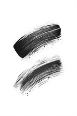Black brush paint strokes, ink grungy decoration elements isolated on white background	