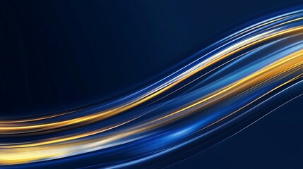 Abstract Blue And Gold Swirling Light Lines Design