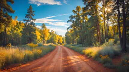 Scenic Autumn Road Through Forest Landscape