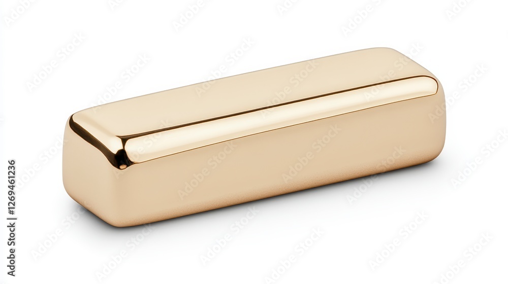 Poster rectangular gold colored object with a smooth, polished surface, displayed on a white background. it