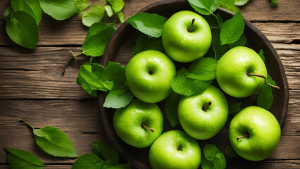 Crisp green apples paired with sprigs of mint