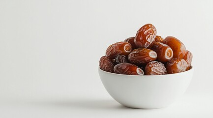 Obraz premium A bowl of plump dates, perfect for a healthy snack.