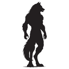 Ancient Werewolf silhouette with a powerful aura - Werewolf illustration - Minimalist Werewolf vector - Mythical creature silhouette
