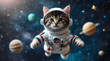 An adorable kitten dressed in a tiny astronaut suit-2