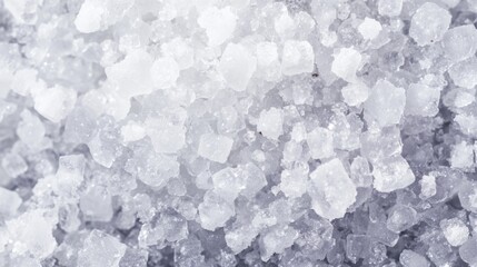 Close-up of coarse white sea salt crystals