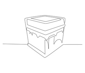 Continuous one line drawing of Kaabah building. Single line drawing illustration of Mecca city islamic holy building. Ramadan kareem concept vector art. Doodle line illustration.