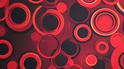 Fototapeta premium A Bold Black and Red Abstract Background with Overlapping Circles and Geometric Shapes