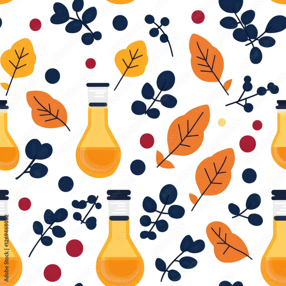 Poster exploring scientific concepts digital seamless pattern design flat illustrations creative environmen