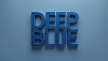 Bold blue letters spelling 'Deep Blue' against a smooth blue background, creating a calming and modern atmosphere