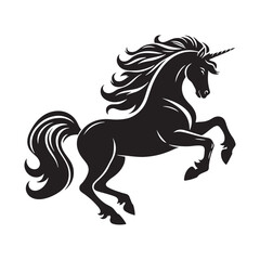 Legendary Unicorn silhouette, a timeless piece of fantasy - Unicorn illustration - Minimalist Unicorn vector - Mythical creature silhouette
