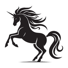 Enchanting Unicorn silhouette, perfect for artistic visuals - Unicorn illustration - Minimalist Unicorn vector - Mythical creature silhouette
