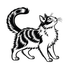 Intricate Fluffy Cat Vector Illustration
