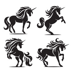 Unicorn silhouette, a guardian of dreams - Unicorn illustration - Minimalist Unicorn vector - Mythical creature silhouette
