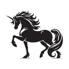 Unicorn silhouette, a timeless being of magic - Unicorn illustration - Minimalist Unicorn vector - Mythical creature silhouette
