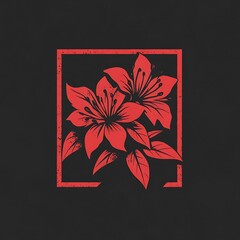 A Vibrant Floral Duo Framed in Red on Black.