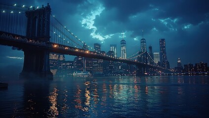 Fototapeta premium Brooklyn Bridge Night Lights