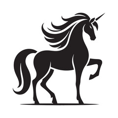 Unicorn silhouette glowing with a celestial aura - Unicorn illustration - Minimalist Unicorn vector - Mythical creature silhouette
