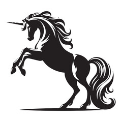 Unicorn silhouette, a majestic horse of myths - Unicorn illustration - Minimalist Unicorn vector - Mythical creature silhouette
