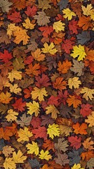 Autumn leaves covering the ground, fall foliage pattern, top view, nature background, perfect for graphic design