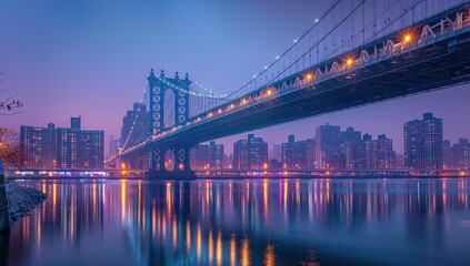 Naklejka premium Manhattan Bridge at Twilight