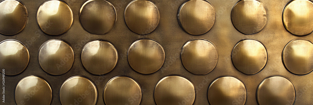 Poster Metallic surface with round buttons reflecting light