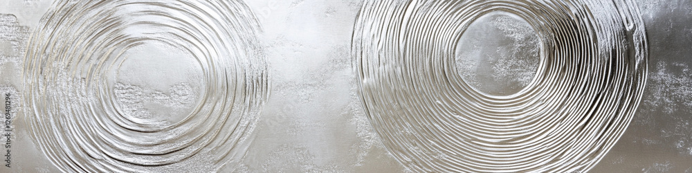 Poster Circular abstract design with textured silver patterns