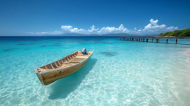 Tropical beach pier with crystal water high resolution hd photo