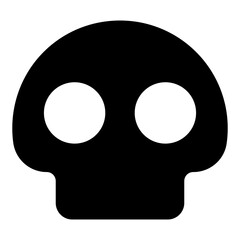 A black and white icon of a simplified skull symbolizing danger death toxicity or warning.